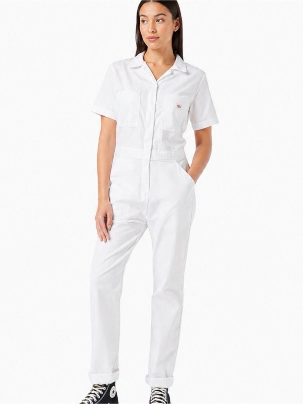 Dickies White Short-Sleeve Utility Jumpsuit